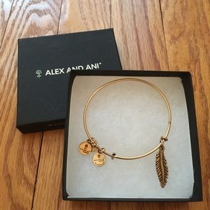 Alex & Ani Feather Adjustable Wire Bangle